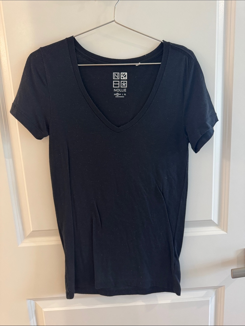 Nollie Black V-Neck Short Sleeve Tee